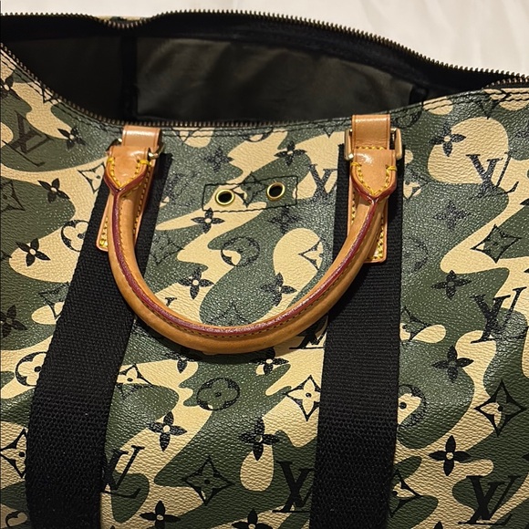 Faux Louis Vuitton Green and Tan Monogram Bag - Picture 6 of 7